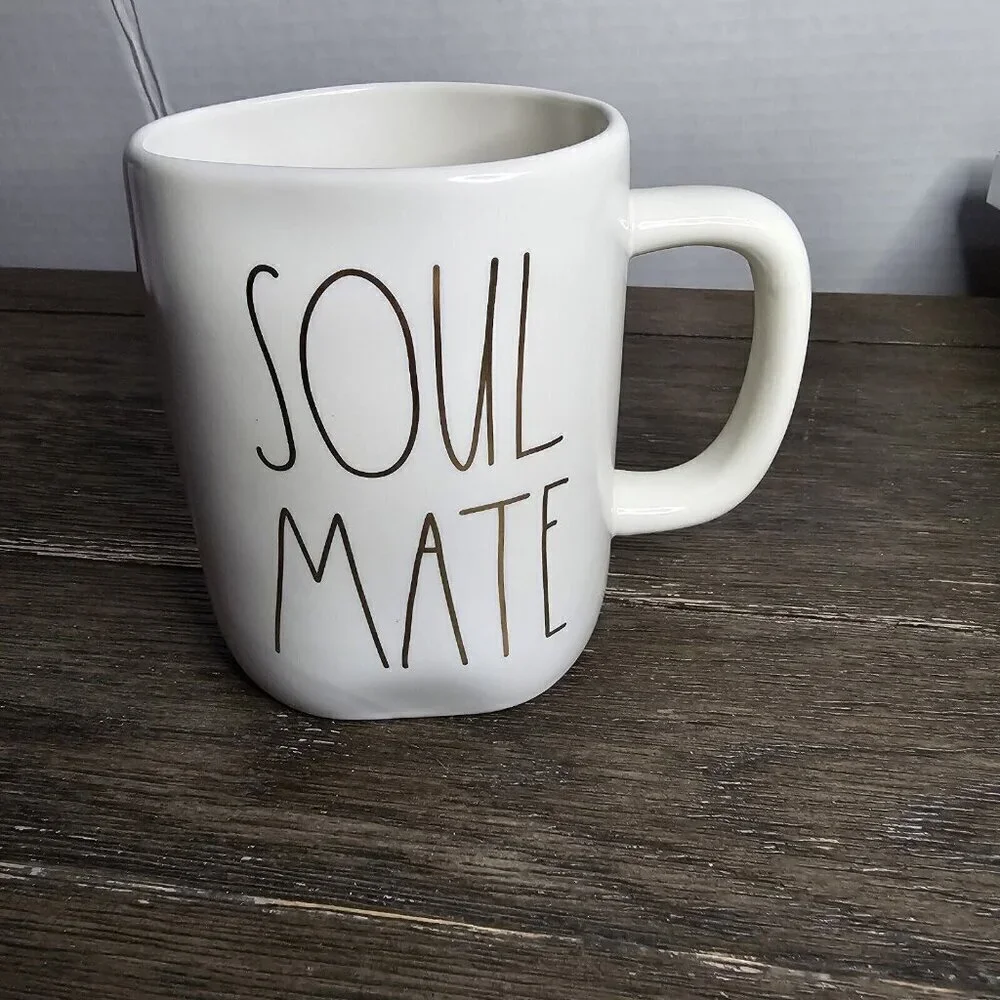 NWT Rae Dunn Artisan Soul Mate Valentine's Day Mug Metallic Gold Font Farmhouse
